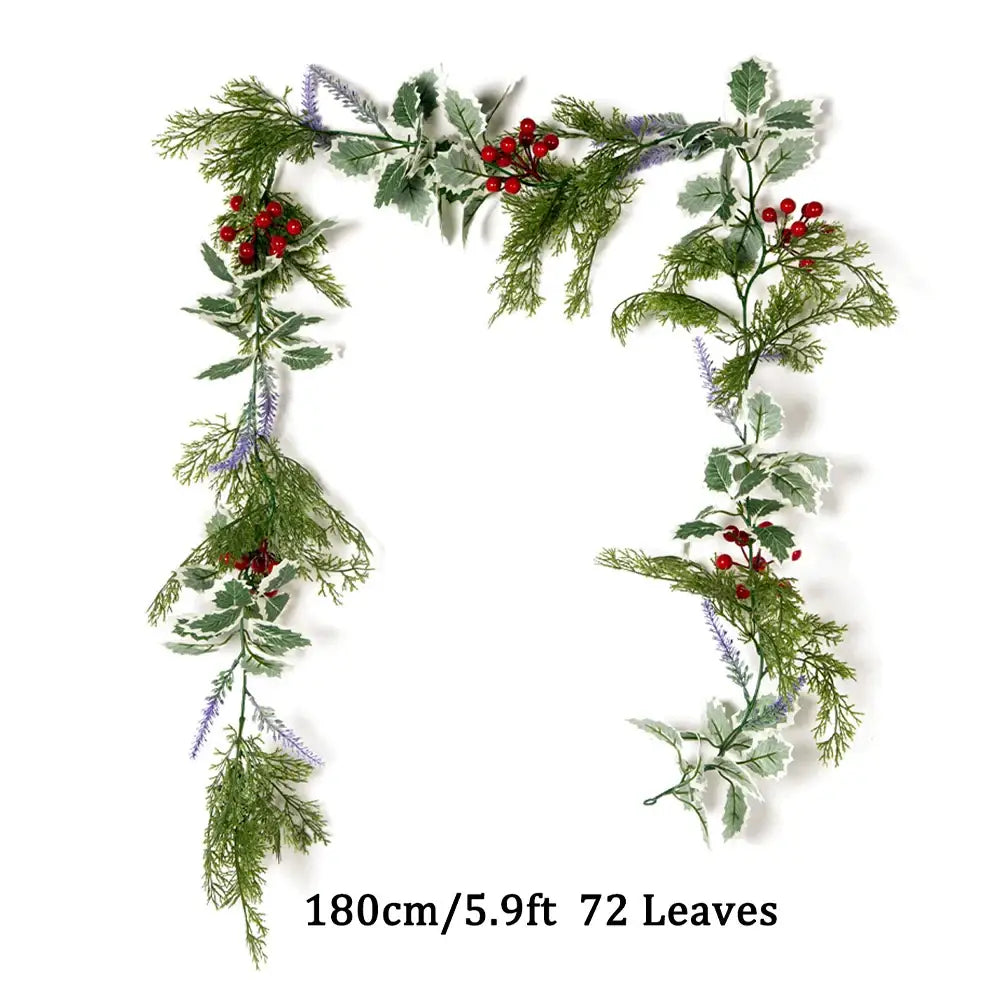 Dlight Decor 180cm Christmas Vine with Pine Leaves and Red Berries