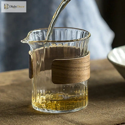Dlight Decor 233ml Glass Tea Pot with Wood Ring Handle