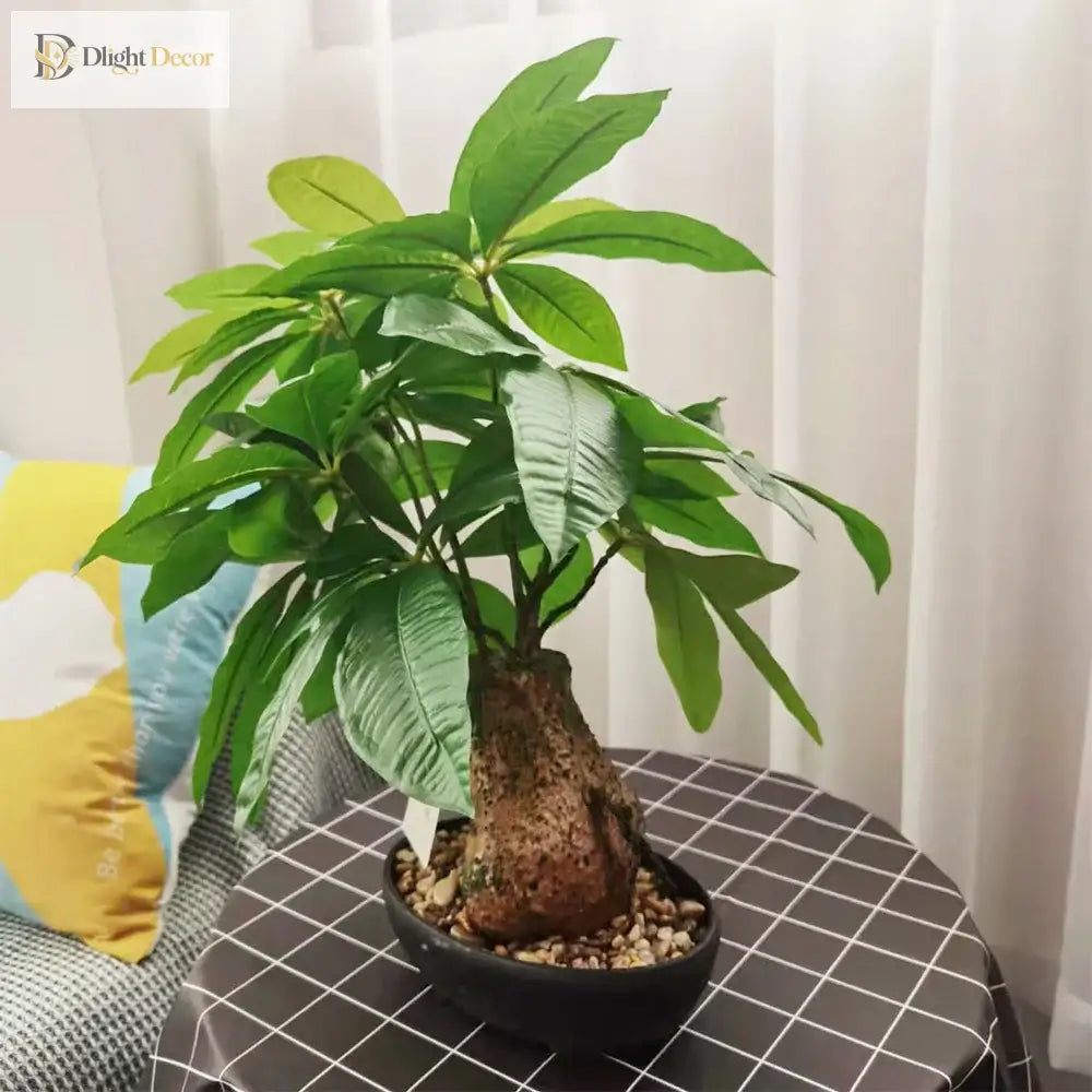 Dlight Decor 43cm Potted Monstera Money Tree for Home and Garden Decor