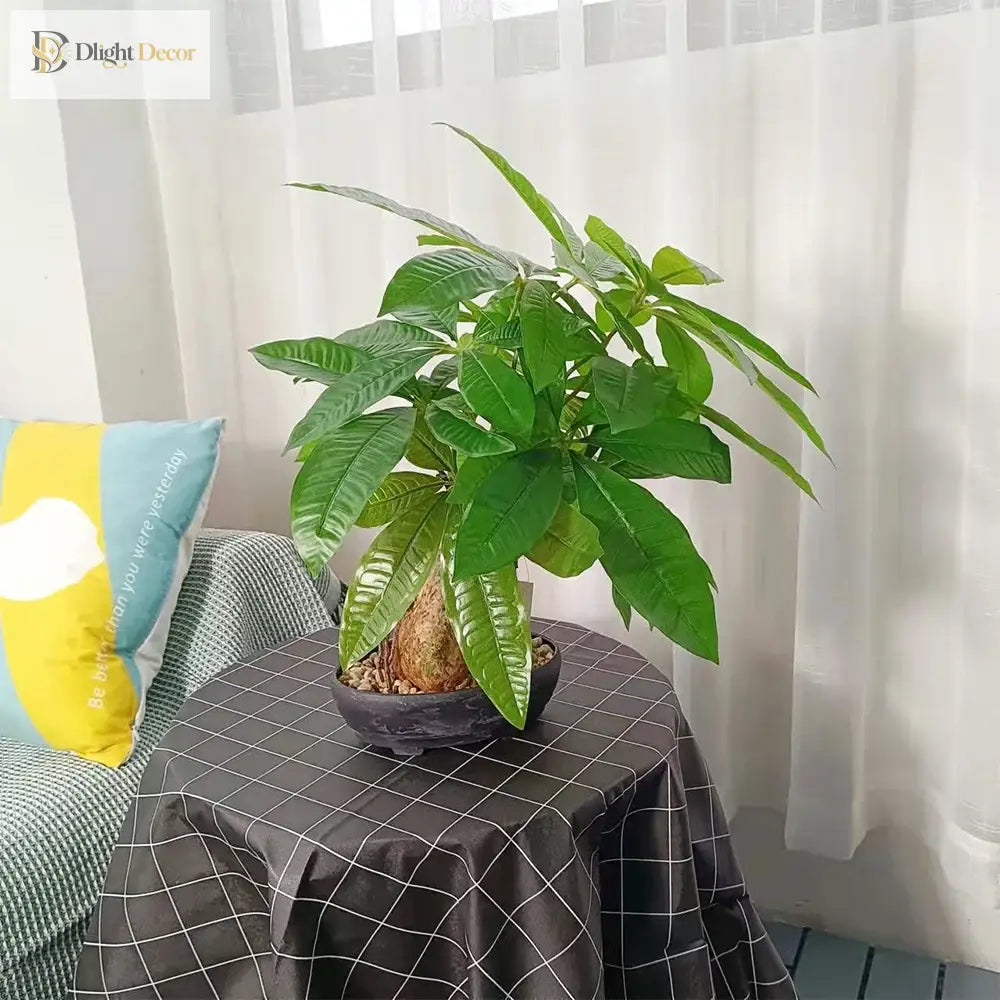 Dlight Decor 43cm Potted Monstera Money Tree for Home and Garden Decor