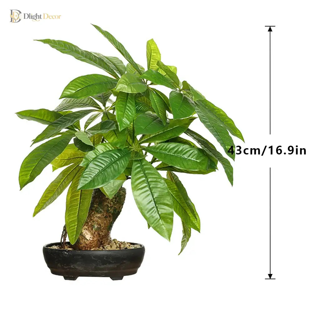 Dlight Decor 43cm Potted Monstera Money Tree for Home and Garden Decor