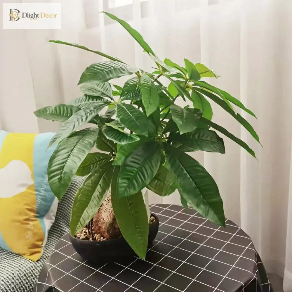 Dlight Decor 43cm Potted Monstera Money Tree for Home and Garden Decor