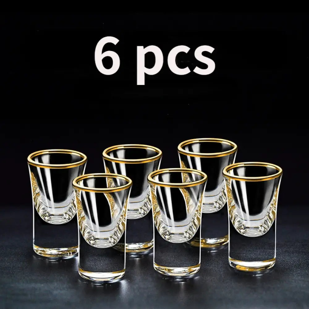 Dlight Decor 6pc Gold Rim Spirits Glass Set – Gilt Small Wine &amp; Baijiu Cups