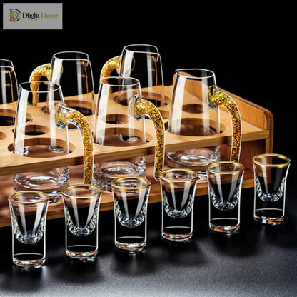 Dlight Decor 6pc Gold Rim Spirits Glass Set – Gilt Small Wine &amp; Baijiu Cups
