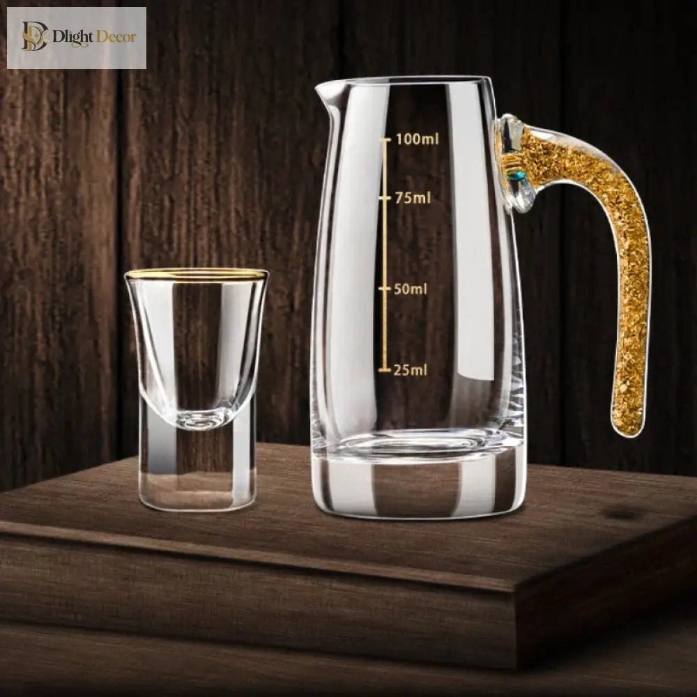 Dlight Decor 6pc Gold Rim Spirits Glass Set – Gilt Small Wine &amp; Baijiu Cups