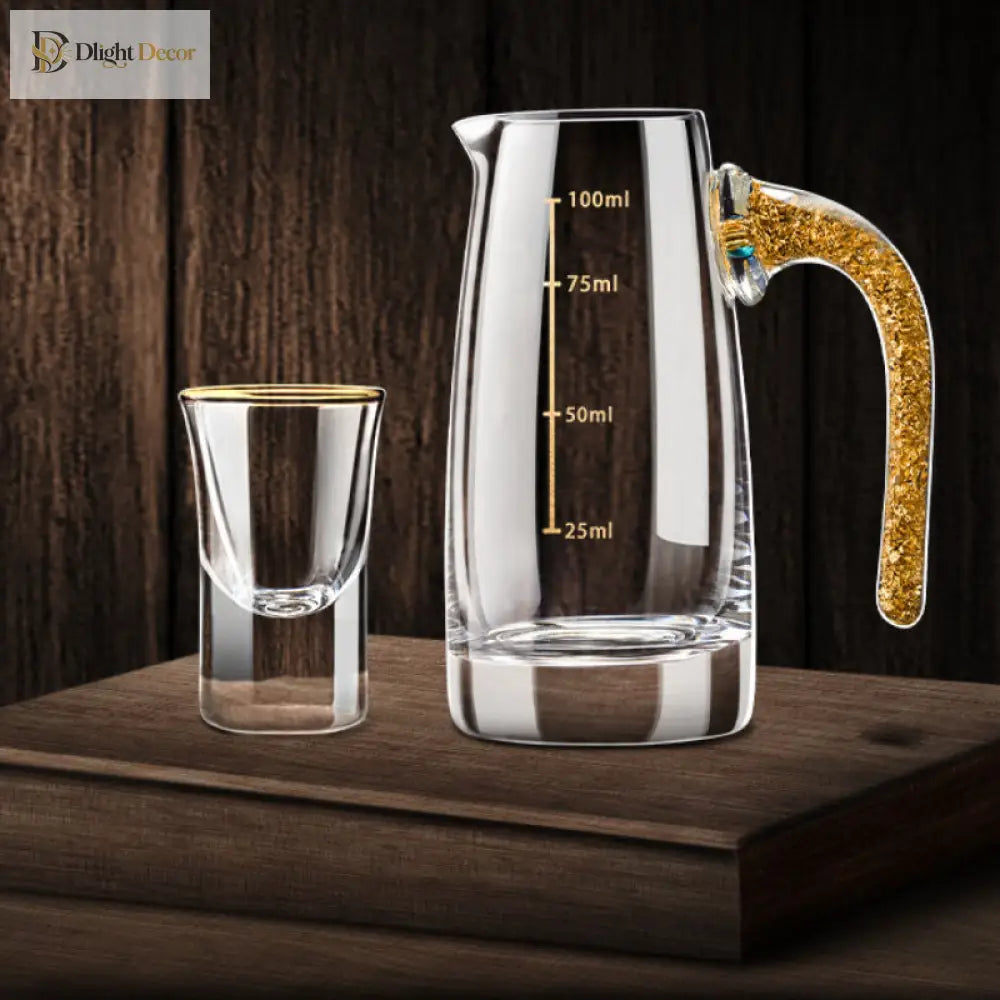 Dlight Decor 6pc Gold Rim Spirits Glass Set – Gilt Small Wine &amp; Baijiu Cups