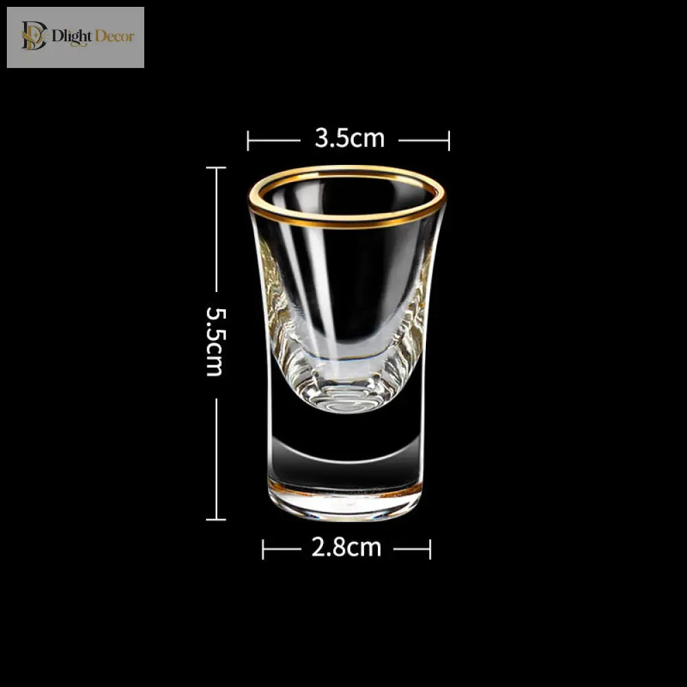 Dlight Decor 6pc Gold Rim Spirits Glass Set – Gilt Small Wine &amp; Baijiu Cups