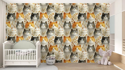 Whispering Whiskers &amp; Leaves Wallpaper