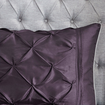 7 Piece Tufted Comforter Set in Plum for King Beds