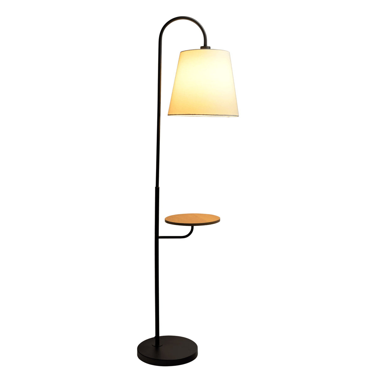 Seoul Floor Lamp With Rotary Switch Wood Table Base - Black / White