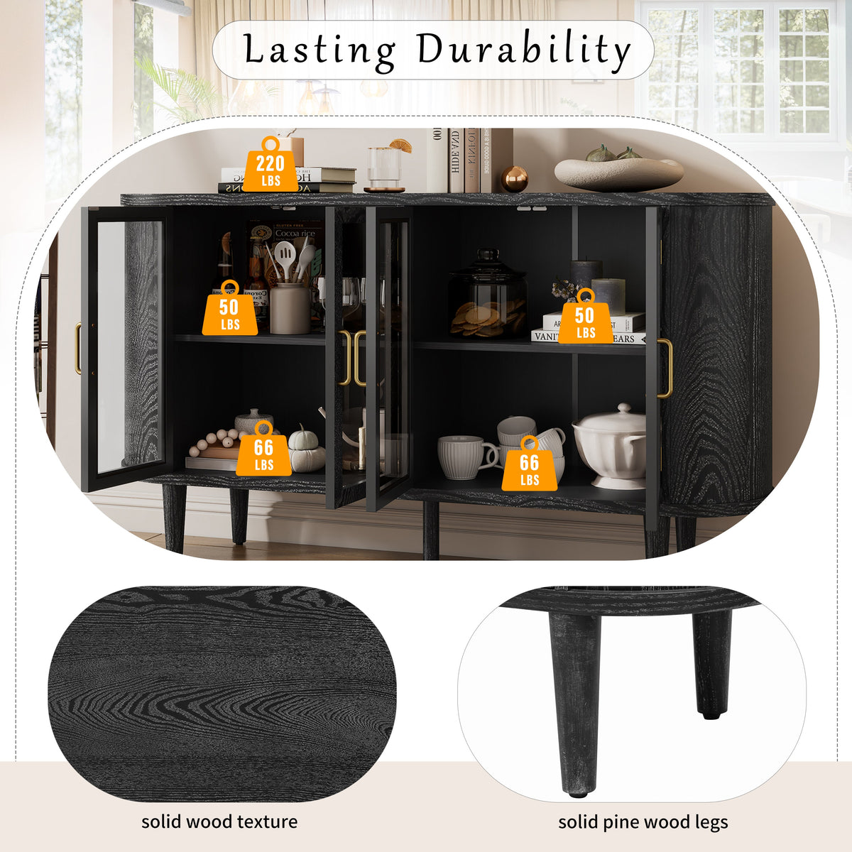Farmhouse Sideboard Cabinet with Storage