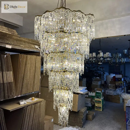 Elegant Crystal Gold Chandelier | Hallway &amp; Entry Lighting