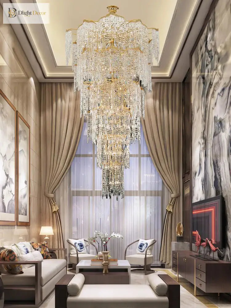 Elegant Crystal Gold Chandelier | Hallway &amp; Entry Lighting