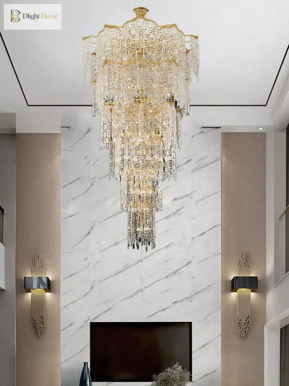 Elegant Crystal Gold Chandelier | Hallway &amp; Entry Lighting