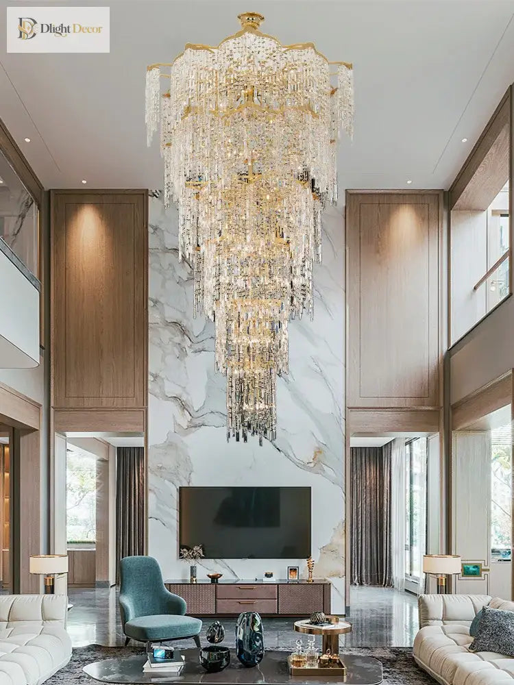 Elegant Crystal Gold Chandelier | Hallway &amp; Entry Lighting