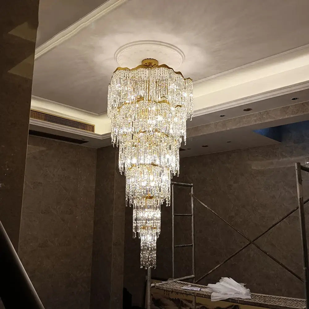 Elegant Crystal Gold Chandelier | Hallway &amp; Entry Lighting