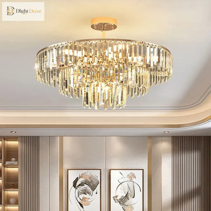 Elegant Modern Crystal Gold Chandelier | Bedroom Lighting