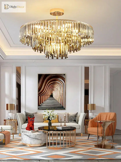 Elegant Modern Crystal Gold Chandelier | Bedroom Lighting