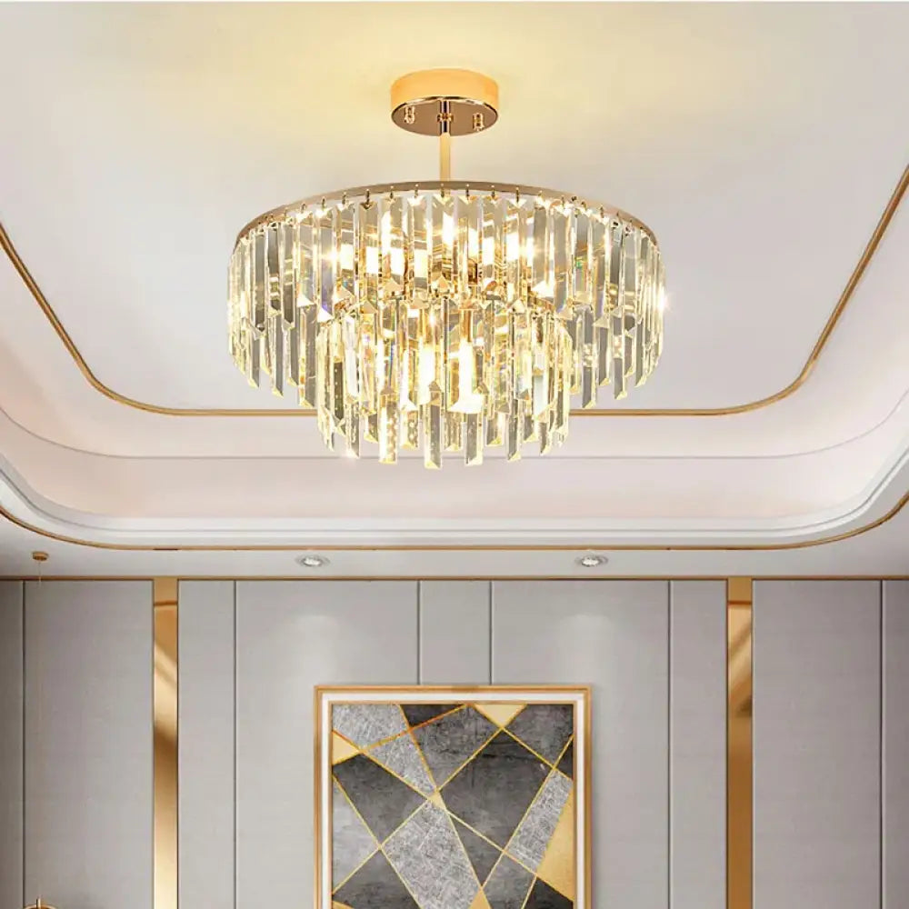 Elegant Modern Crystal Gold Chandelier | Bedroom Lighting