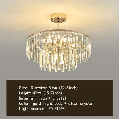 Elegant Modern Crystal Gold Chandelier | Bedroom Lighting