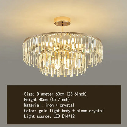 Elegant Modern Crystal Gold Chandelier | Bedroom Lighting