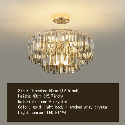 Elegant Modern Crystal Gold Chandelier | Bedroom Lighting