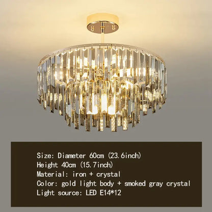 Elegant Modern Crystal Gold Chandelier | Bedroom Lighting