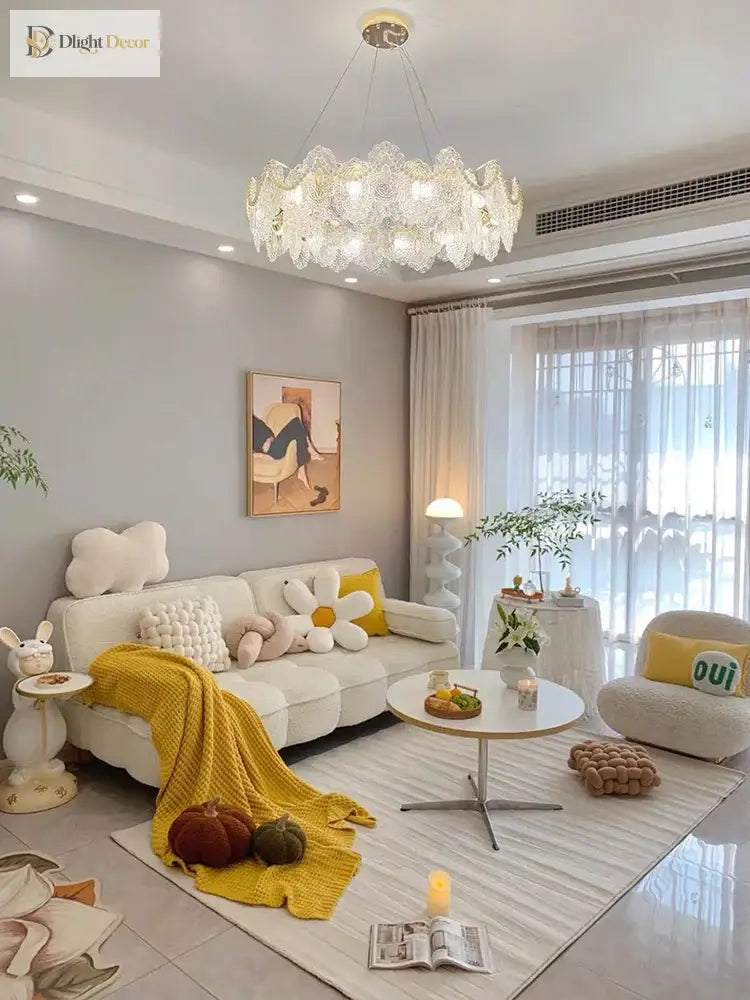 Elegant Modern Glass Gold Chandelier | Dining Room Lighting