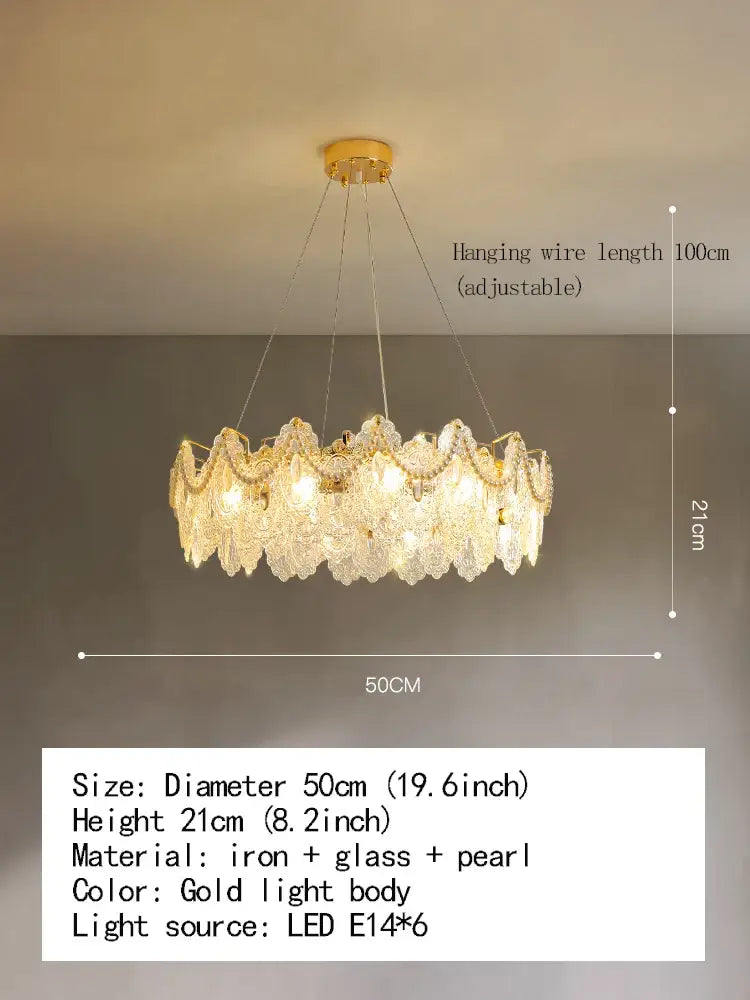 Elegant Modern Glass Gold Chandelier | Dining Room Lighting