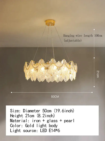Elegant Modern Glass Gold Chandelier | Dining Room Lighting