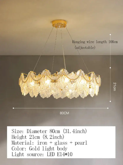 Elegant Modern Glass Gold Chandelier | Dining Room Lighting