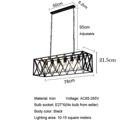 Elena Industrial Retro Chandelier | Dining Room Lighting