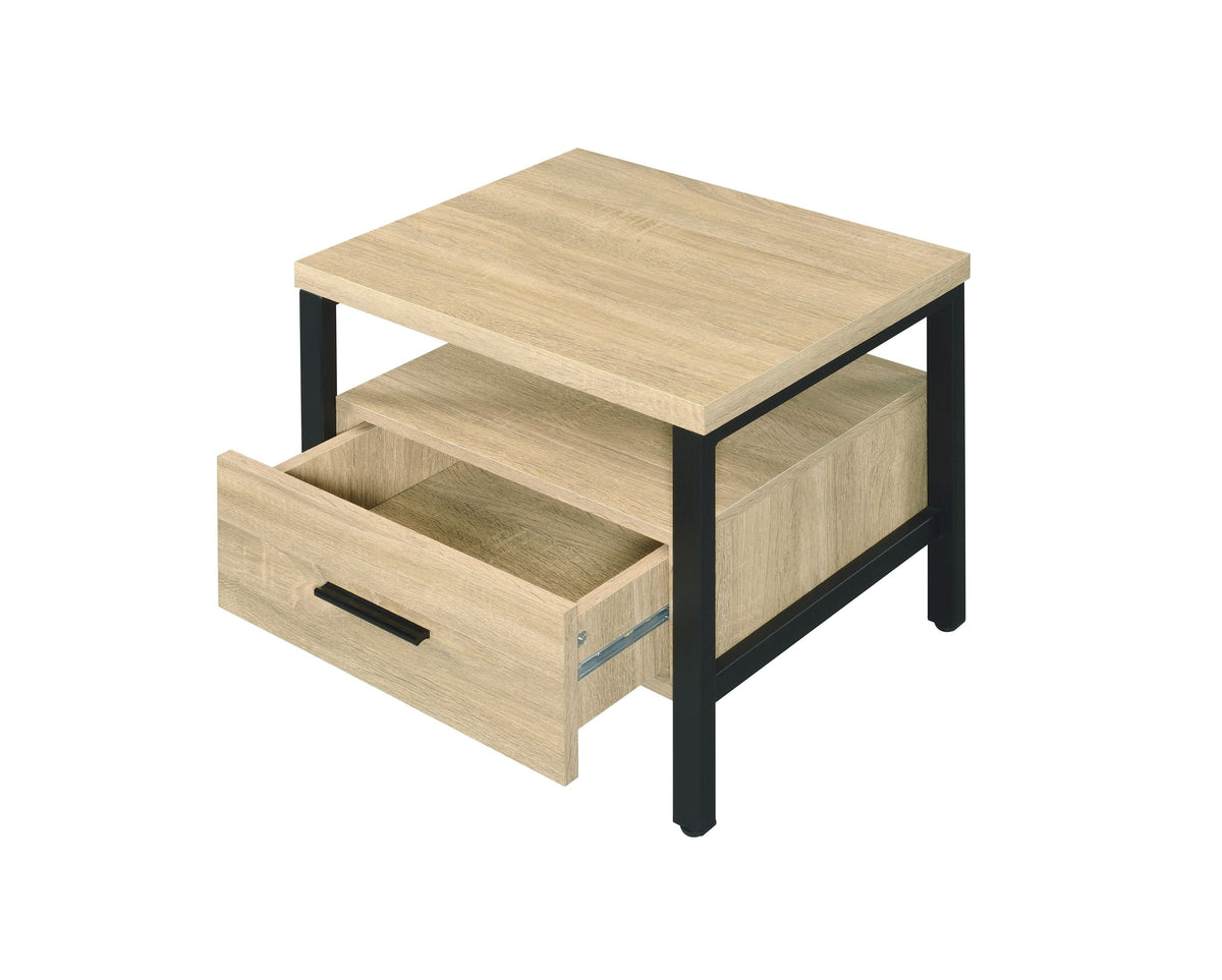 Oak Finish Nightstand with 1 Drawer and 1 Shelf - Modern Storage