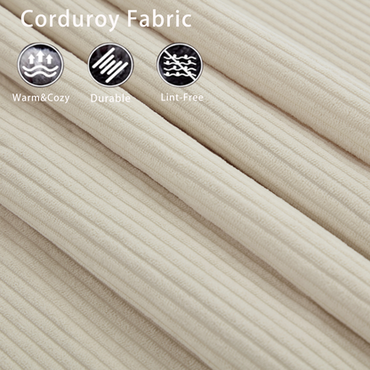 Modular Sofa 6-Piece Set with Neck &amp; Waist Pillows - Beige Corduroy