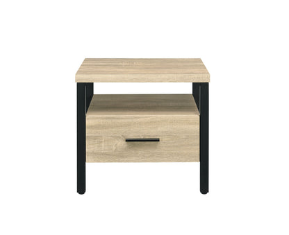 Oak Finish Nightstand with 1 Drawer and 1 Shelf - Modern Storage