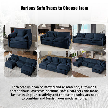 Modern Chenille Oversized Deep Seat Sectional Sofa