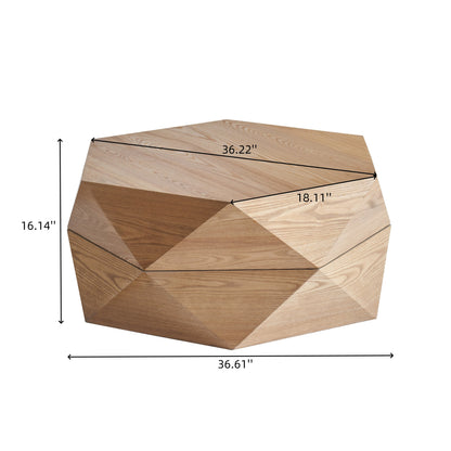 Retro Style Polygon Flip Top Coffee Table with Hidden Storage - Natural