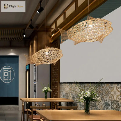 Hand Rattan Pendant Light | Modern Dining Room Lighting