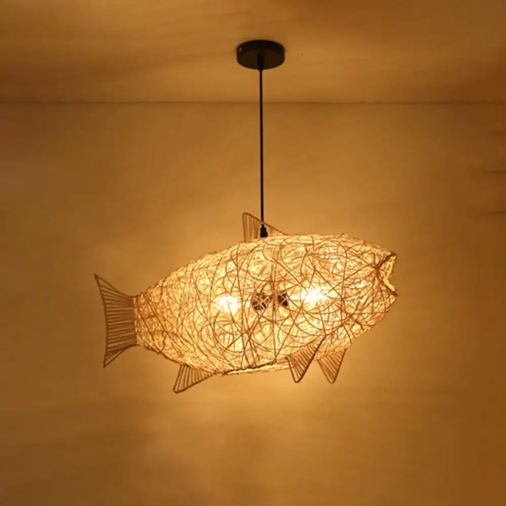 Hand Rattan Pendant Light | Modern Dining Room Lighting