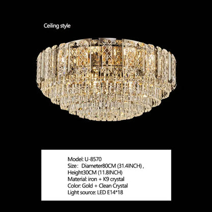 High Crystal Chandelier | Modern Dining Room Lighting