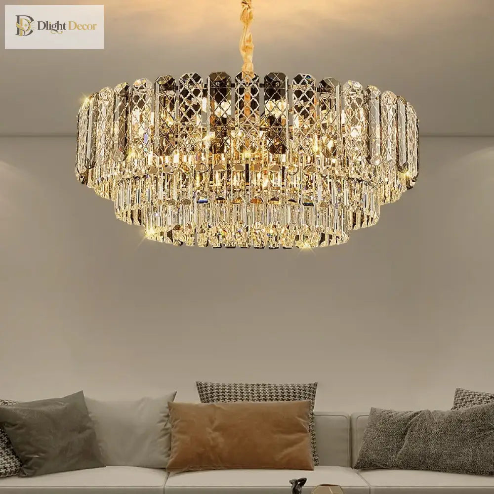 High Crystal Chandelier | Modern Dining Room Lighting