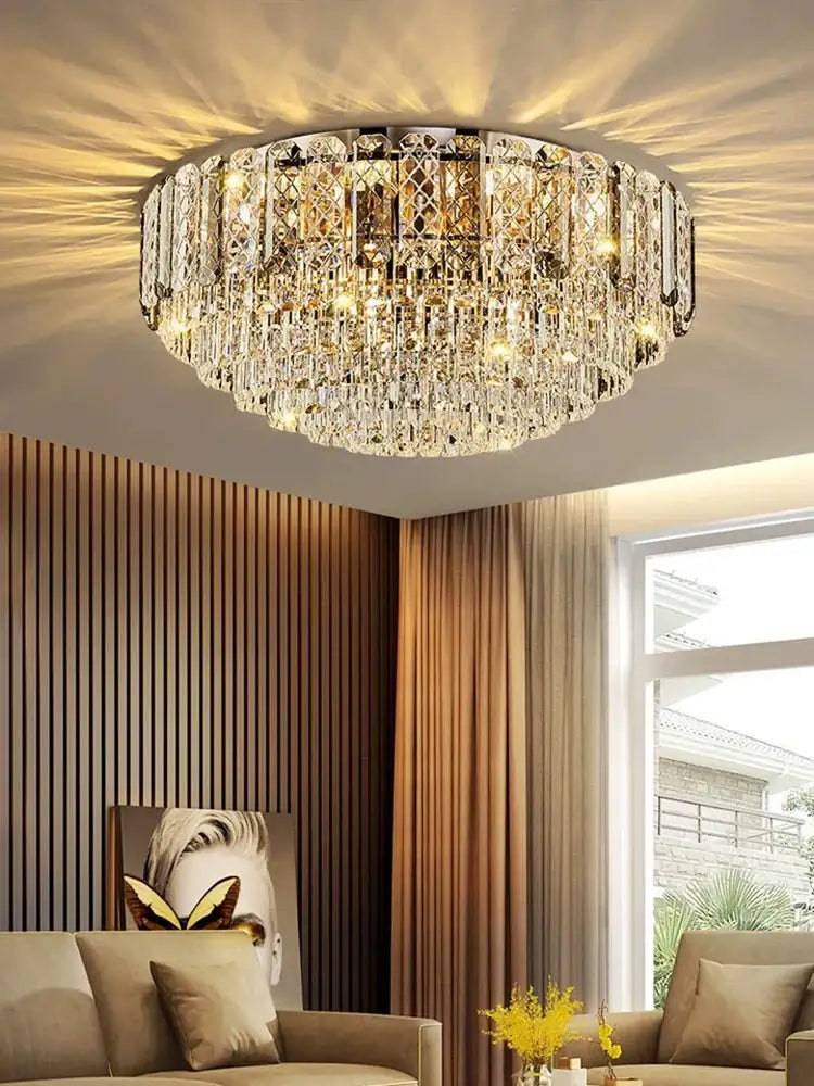 High Crystal Chandelier | Modern Dining Room Lighting