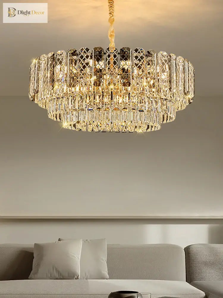 High Crystal Chandelier | Modern Dining Room Lighting