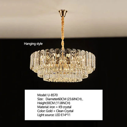 High Crystal Chandelier | Modern Dining Room Lighting