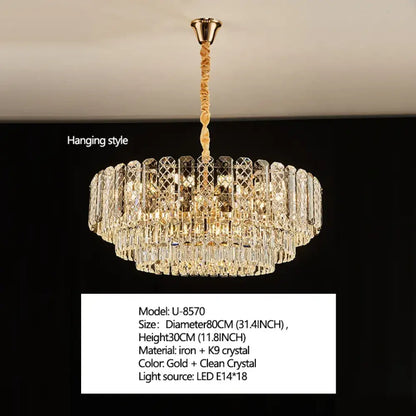 High Crystal Chandelier | Modern Dining Room Lighting