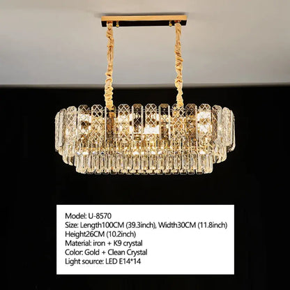 High Crystal Chandelier | Modern Dining Room Lighting