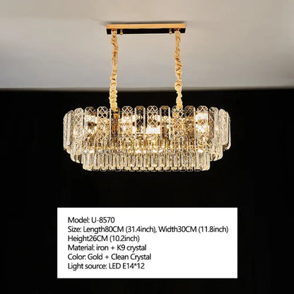 High Crystal Chandelier | Modern Dining Room Lighting