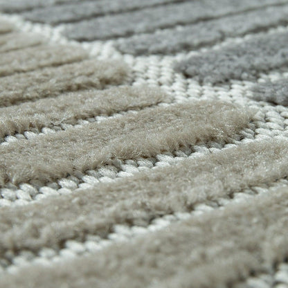 In- &amp; Outdoor Rug Marrakesh Carved Design - Brown Blue