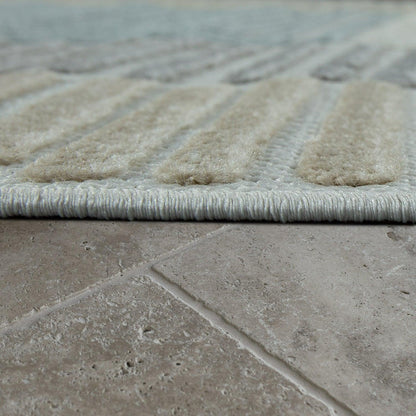 In- &amp; Outdoor Rug Marrakesh Carved Design - Brown Blue