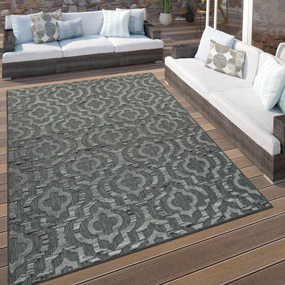 In- &amp; Outdoor Rug Marrakesh Moroccan Ornaments - Dark Grey
